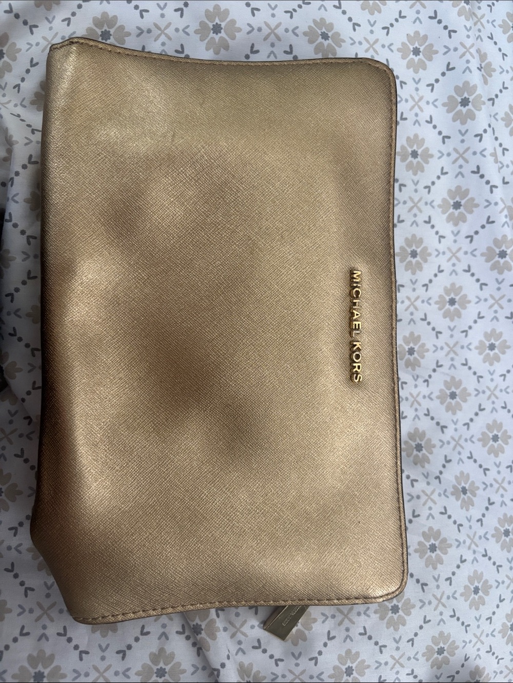 Michael Kors Metallic Rose Gold Cosmetic Pouch